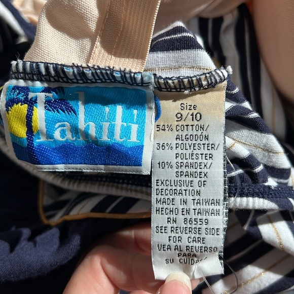 NWT Vintage Tahiti Blue and White Anchor Swimming Suit Size 9/10 - Picture 10 of 10